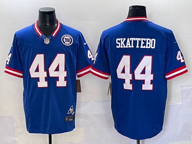 Men 2025 Nike New York Giants #44 Skattebo Blue Throwback 3th generation Limited NFL Jersey 001